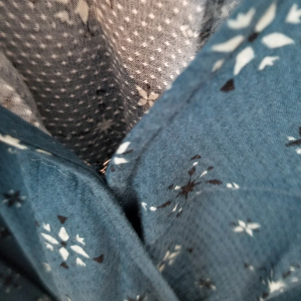 Teal Stamp Print Flutter Long Sleeve Faux Wrap Dress - Knox Rose - Picture 7 of 8